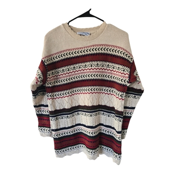 Vintage Sweater Women Large Fair Isle Long Sleeve Y2K Grandmacore - Picture 1 of 11